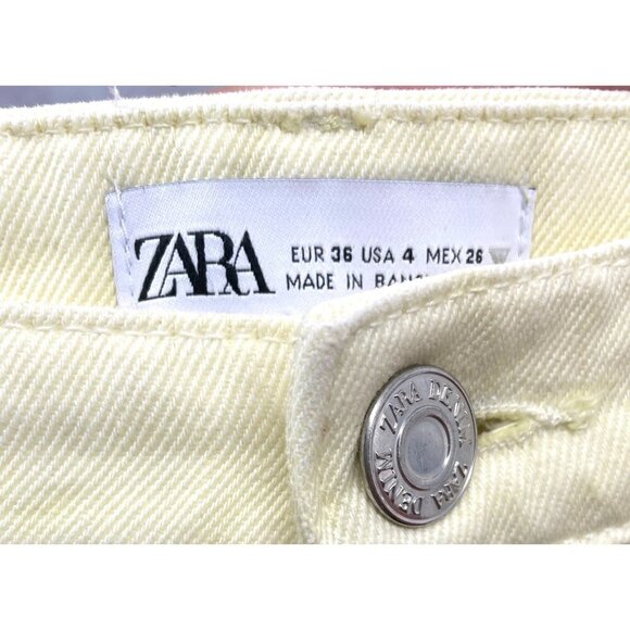 NWOT ZARA High Rise Straight Leg Button Fly Jeans Yellow 4 27 - Picture 6 of 6